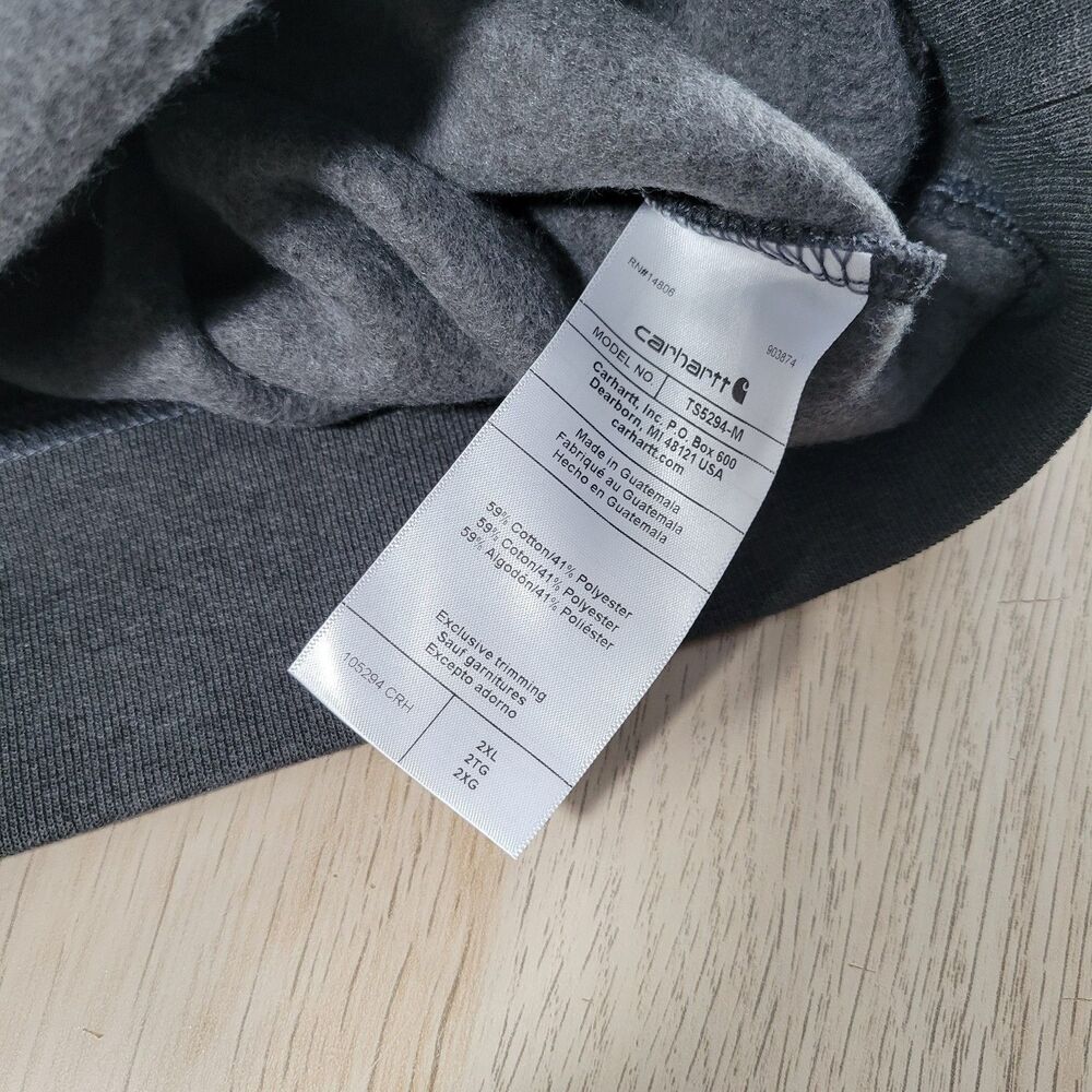 Carhartt Sweatshirt Mens 2XL Loose Midweight 1/4 Zip Mock-Neck Gray Google NWT - Picture 7 of 12
